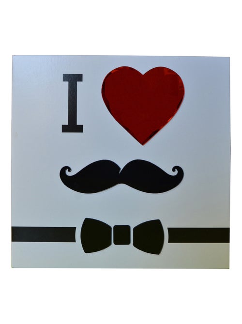 Cadre déco mural imprimé I love moustache - Kiabi
