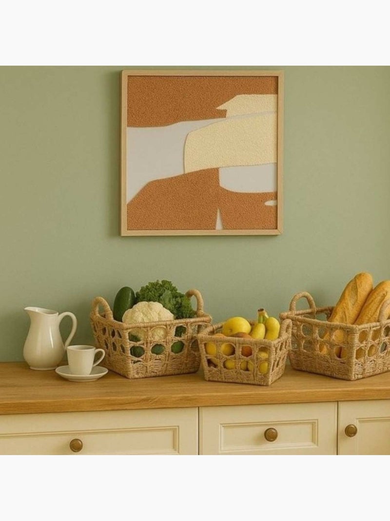 Cadre déco tissu bouclette 50x50cm Terre cuite - Kiabi