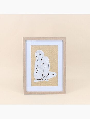 Cadre décoratif motif femme en rotin 40x30cm