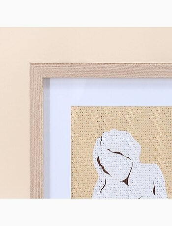 Cadre décoratif motif femme en rotin 40x30cm