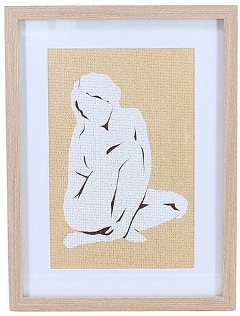 Cadre décoratif motif femme en rotin 40x30cm