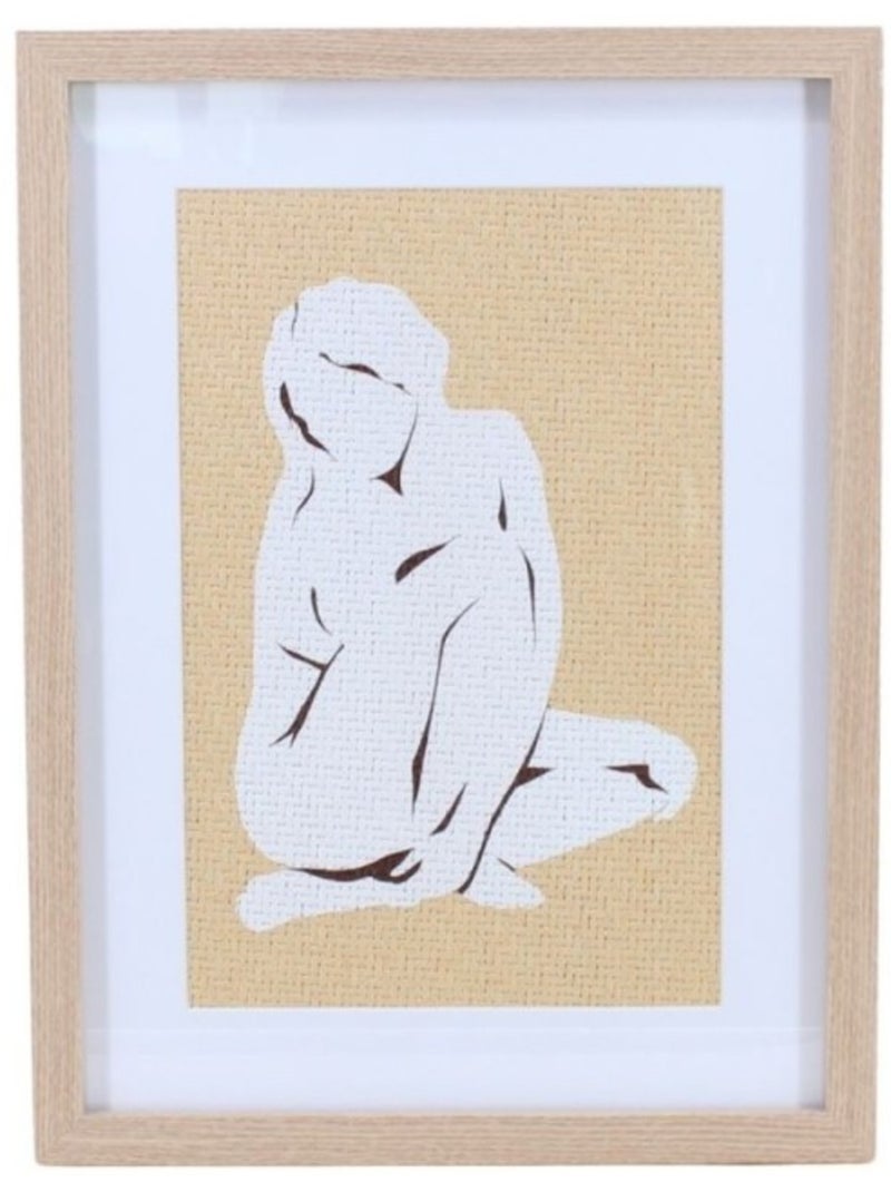 Cadre décoratif motif femme en rotin 40x30cm Beige - Kiabi