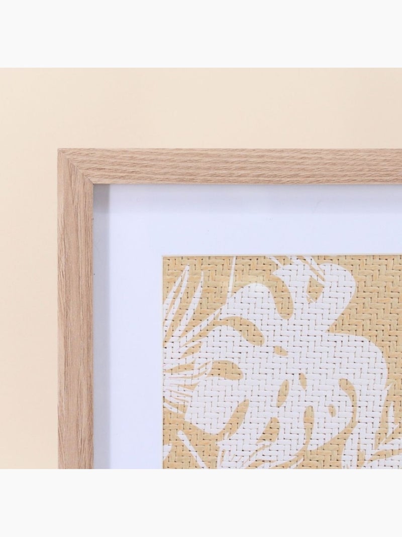 Cadre décoratif motif fleuris en rotin 40x30cm Beige - Kiabi