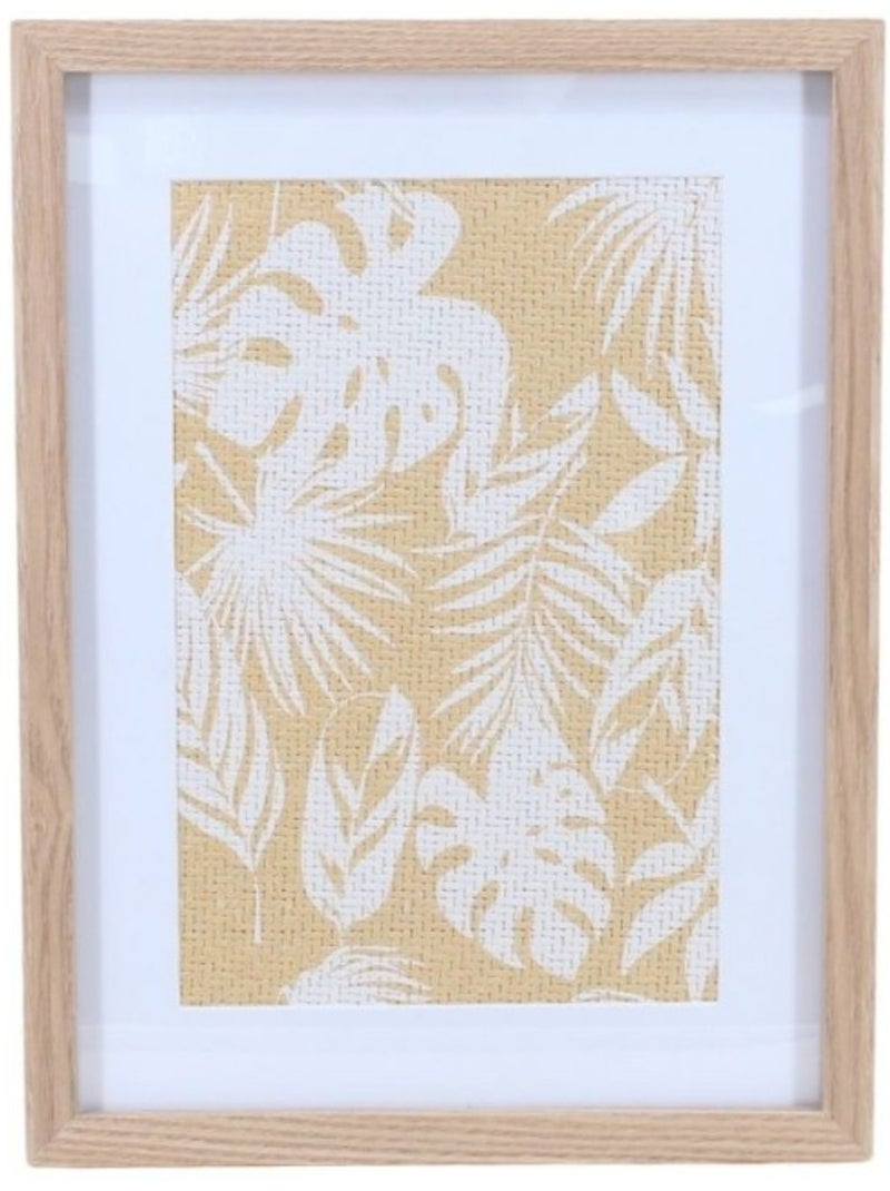Cadre décoratif motif fleuris en rotin 40x30cm Beige - Kiabi