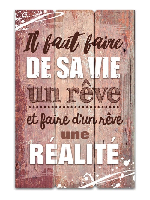 Cadre imprimé effet bois de sa vie un rêve - Kiabi