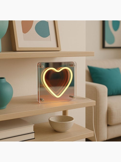 Cadre néon coeur 3D coloré 15x15cm - Kiabi