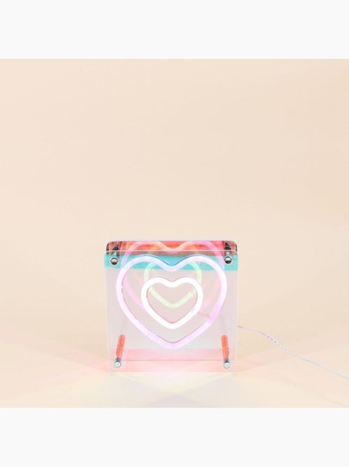 Cadre néon double coeur coloré 15x15cm - Kiabi Cadre néon double coeur coloré 15x15cm - Kiabi