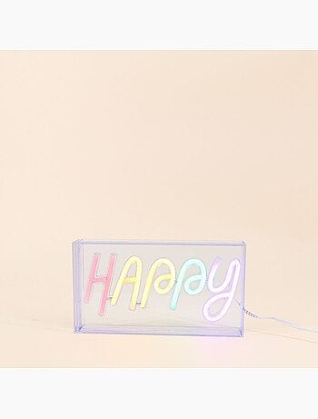 Cadre néon Happy multicolore 23x13cm