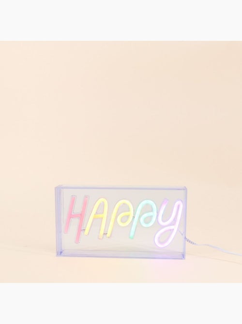 Cadre néon Happy multicolore 23x13cm - Kiabi
