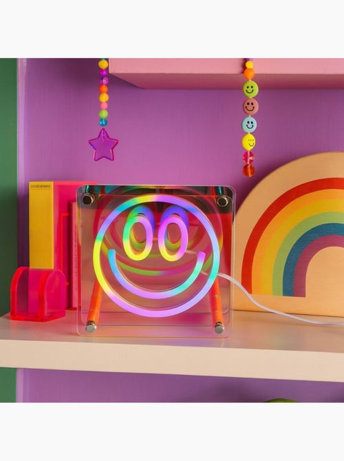 Cadre néon smile multicolore 15x15cm - Kiabi Cadre néon smile multicolore 15x15cm - Kiabi