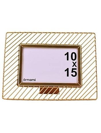 Cadre photo 10x15cm en métal strié doré