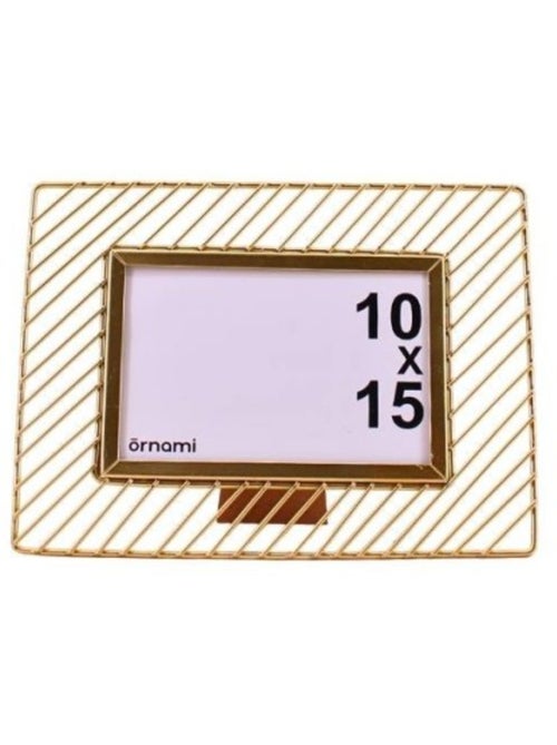 Cadre photo 10x15cm en métal strié doré - Kiabi