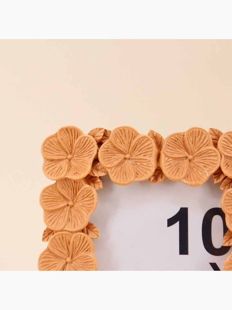 Cadre photo 10x15cm fleurs en résine beige Beige - Kiabi