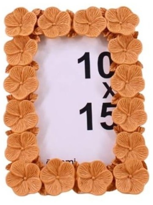 Cadre photo 10x15cm fleurs en résine beige - Kiabi