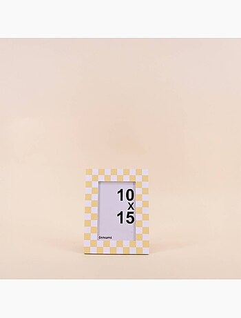 Cadre photo 10x15cm imprimé vichy jaune