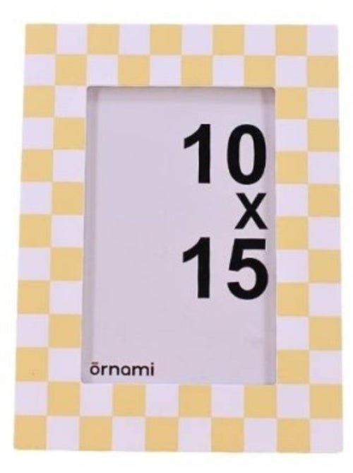 Cadre photo 10x15cm imprimé vichy jaune - Kiabi