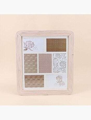 Cadre photo 7 vues en rotin 45x50cm