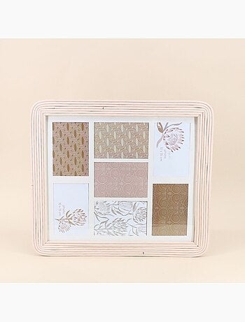 Cadre photo 7 vues en rotin 45x50cm