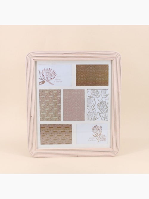 Cadre photo 7 vues en rotin 45x50cm - Kiabi Cadre photo 7 vues en rotin 45x50cm - Kiabi