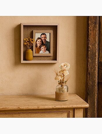 Cadre photo avec fleurs sécheés 24x22cm