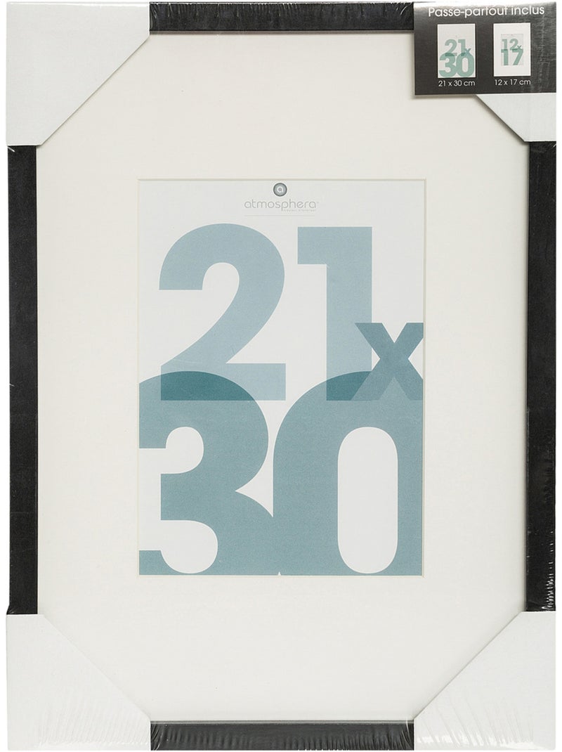 Cadre photo en bois 21x30cm MANU Noir - Kiabi