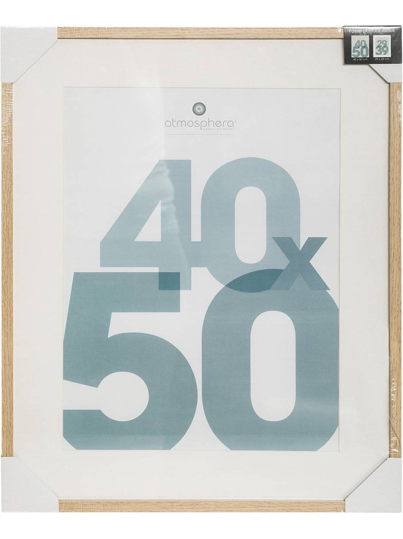 Cadre photo en bois 40x50cm manu Beige - Kiabi