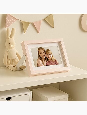 Cadre photo en bois pied métal blanc 10x15cm