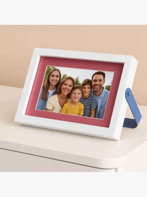 Cadre photo en bois pied métal bleu 10x15cm - Kiabi