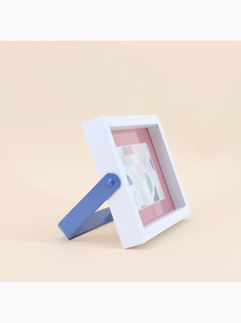 Cadre photo en bois pied métal bleu 10x15cm Blanc - Kiabi