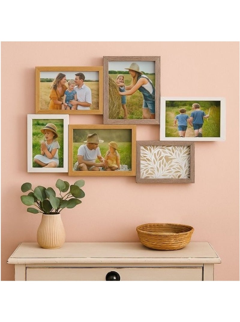 Cadre photo en bois pour 6 vues - AFIBEL Bois naturel - Kiabi
