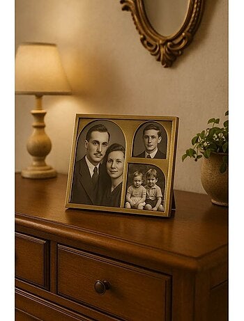 Cadre photo en métal doré 3 photos