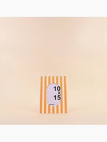 Cadre photo laqué rayé jaune / blanc 17x22 cm