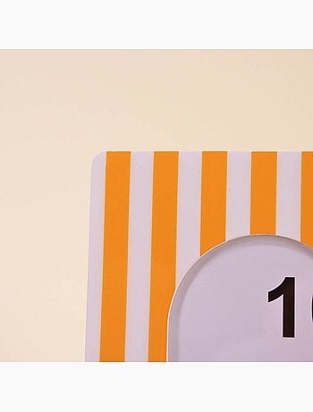 Cadre photo laqué rayé jaune / blanc 17x22 cm