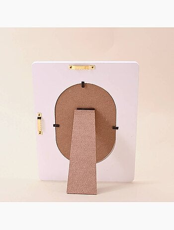 Cadre photo laqué rayé jaune / blanc 17x22 cm