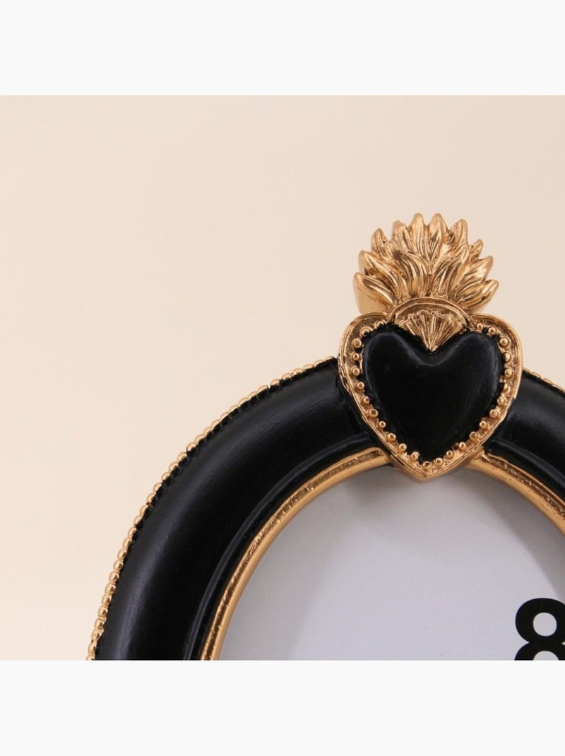 Cadre photo ovale ex voto en résine 19cm Noir - Kiabi