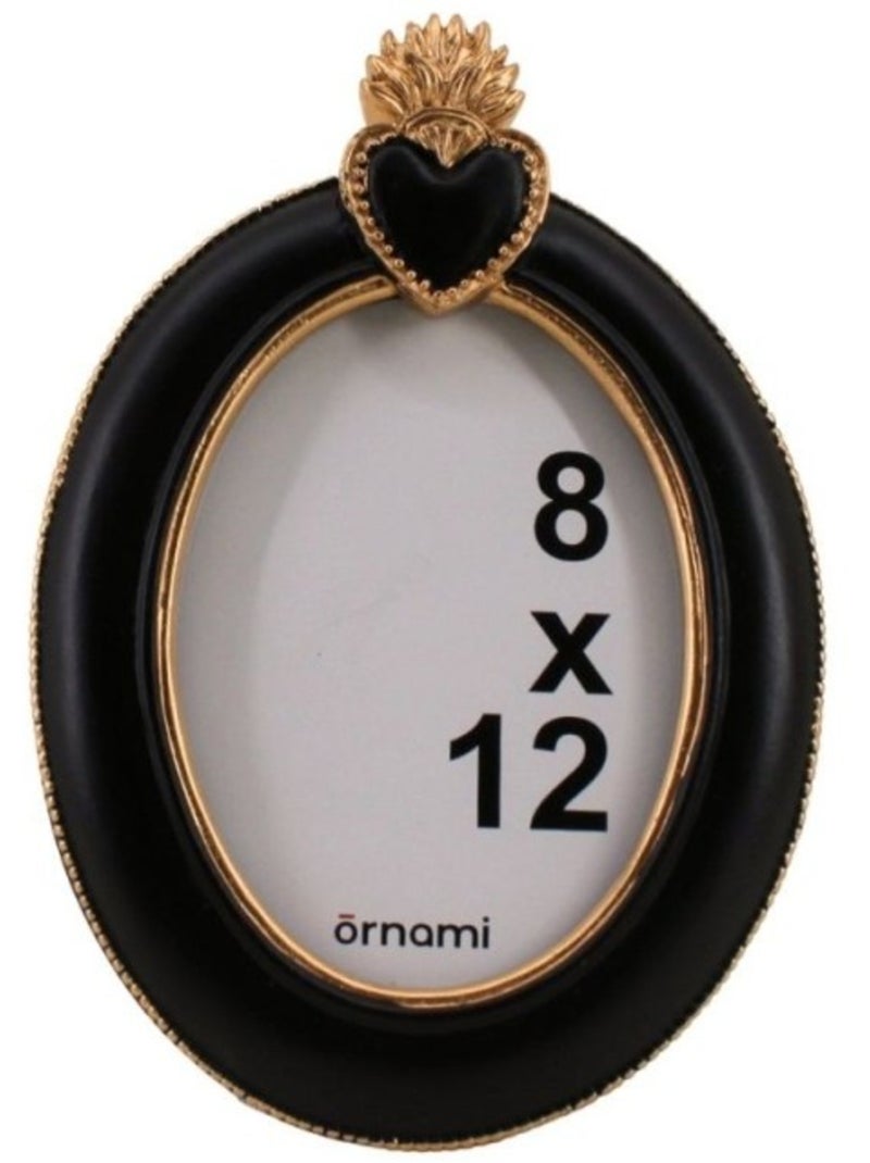 Cadre photo ovale ex voto en résine 19cm Noir - Kiabi