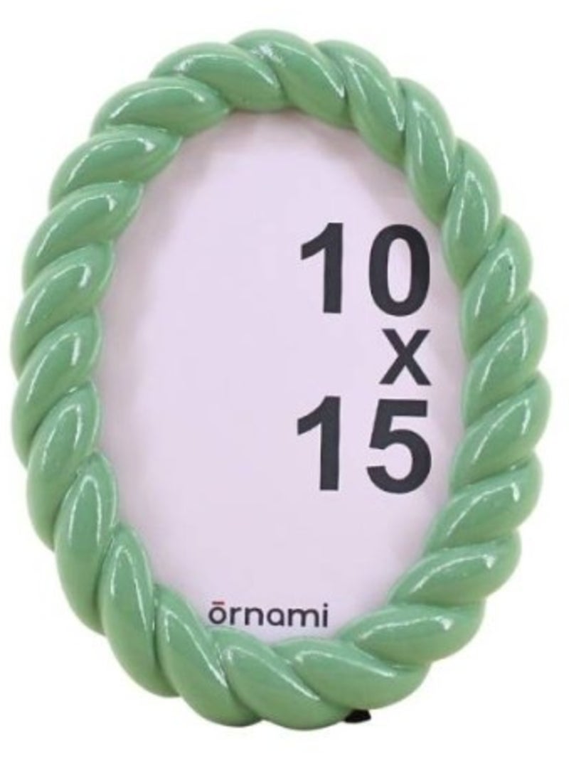 Cadre photo ovale torsadé vert 14x18 cm Vert - Kiabi