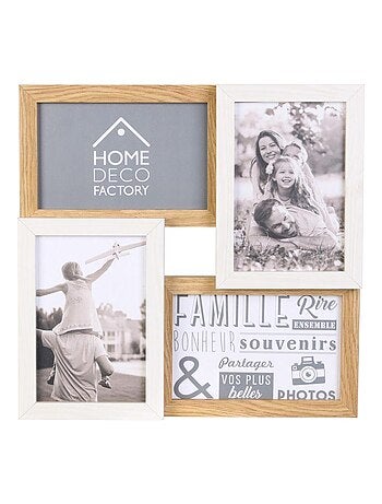 Cadre photo pêle-mêle 4 photos marron blanc