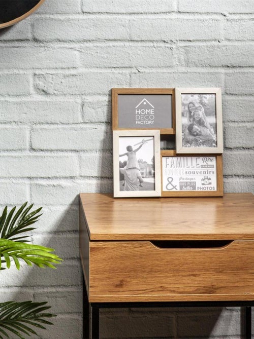 Cadre photo pêle-mêle 4 photos marron blanc - Kiabi