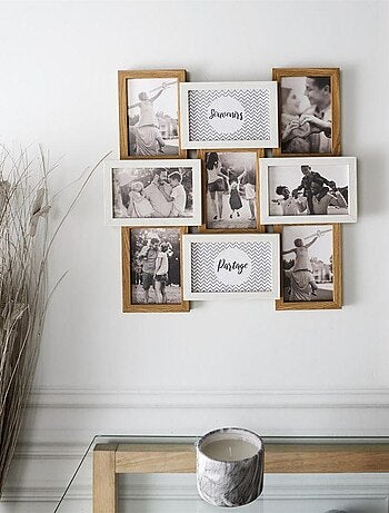 Cadre photo pêle-mêle 9 photos blanc