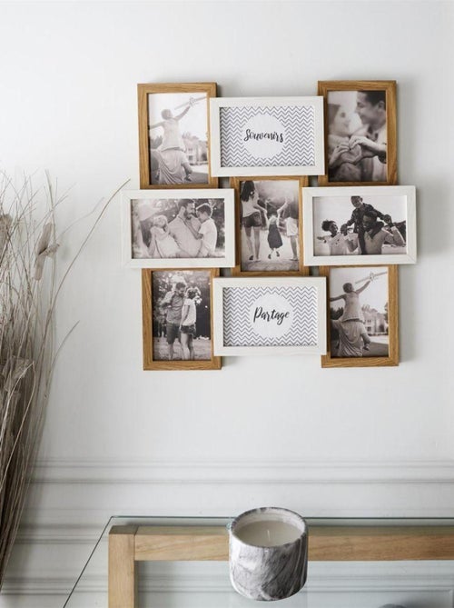 Cadre photo pêle-mêle 9 photos blanc - Kiabi