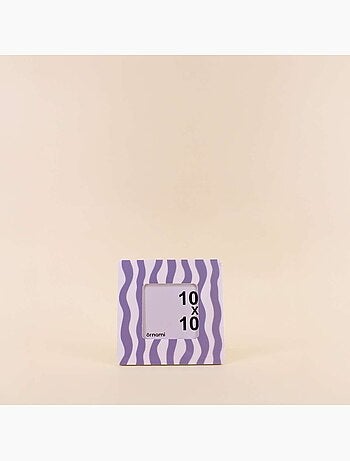 Cadre photo rayé vagues violet / blanc 17x17 cm
