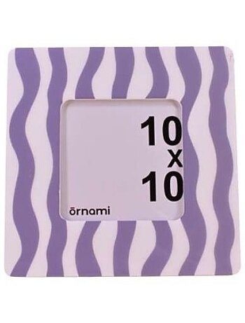 Cadre photo rayé vagues violet / blanc 17x17 cm