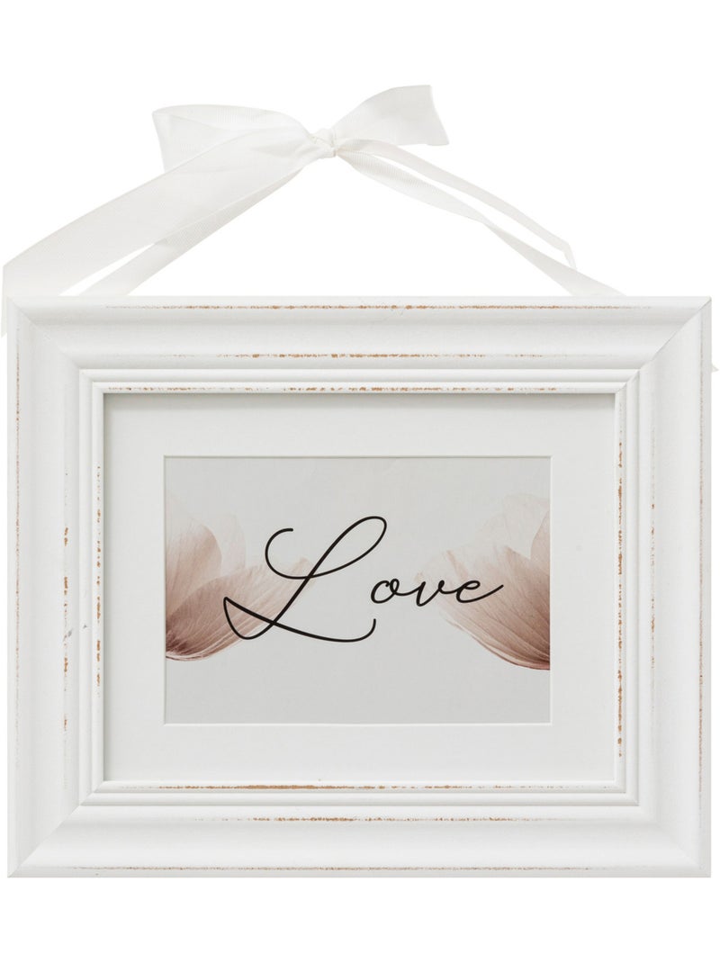 Cadre photo romantique en bois avec ruban MANOIR Blanc - Kiabi