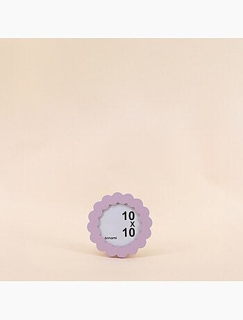 Cadre photo rond moulure ondulée parme 10x10cm