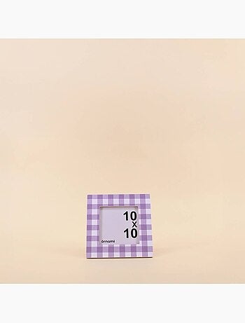 Cadre photo vichy violet et blanc 10x10cm
