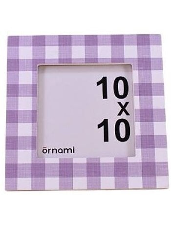 Cadre photo vichy violet et blanc 10x10cm