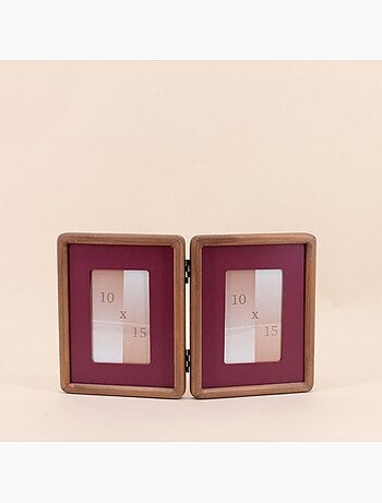 Cadre photos 2 vues moulure ronde en bois 10x15cm