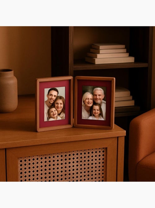 Cadre photos 2 vues moulure ronde en bois 10x15cm - Kiabi