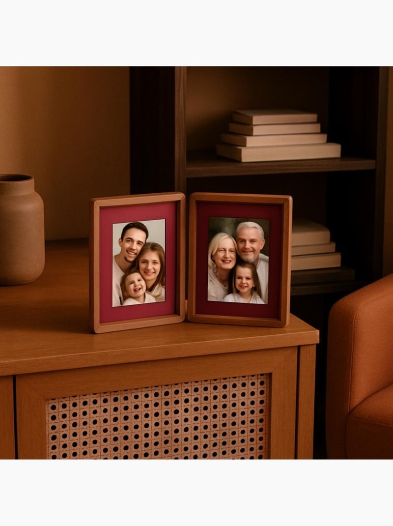 Cadre photos 2 vues moulure ronde en bois 10x15cm Beige - Kiabi